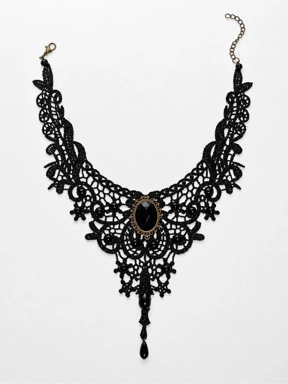 Gothic Black Lace Victorian Statement Choker Necklace